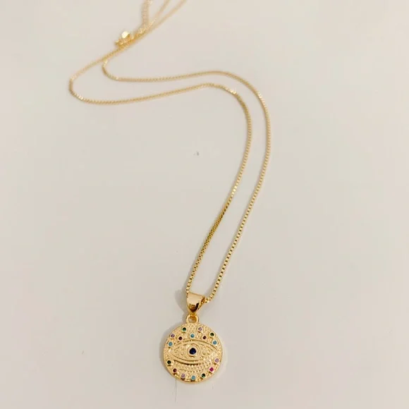 Colorful Evil Eye Necklace | 14k Gold Filled - Picture 4 of 8